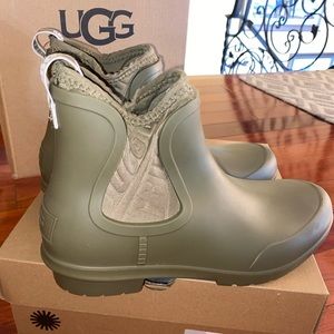 UGG Chevonne Ladies Rubber Ankle Wellington Boots Olive